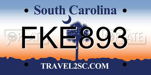 FKE893 South Carolina License Plate