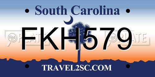 FKH579 South Carolina License Plate
