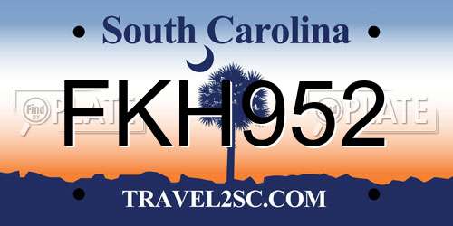 FKH952 South Carolina License Plate