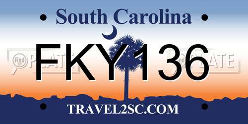 FKY136 South Carolina License Plate
