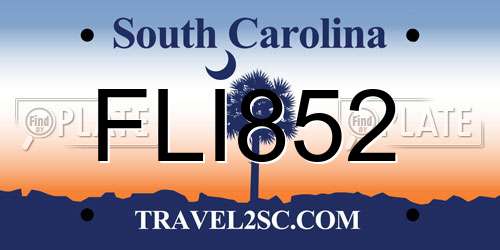 FLI852 South Carolina License Plate