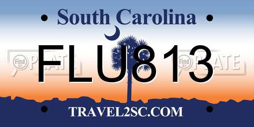 FLU813 South Carolina License Plate