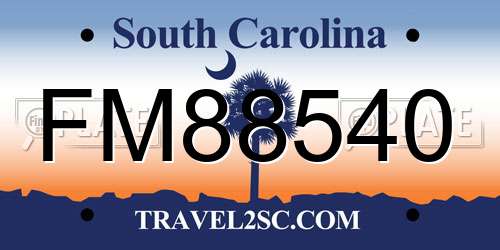 FM88540 South Carolina License Plate