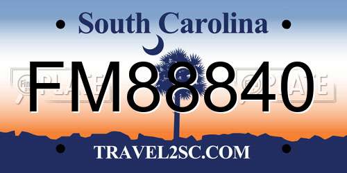 FM88840 South Carolina License Plate