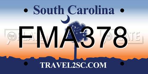 FMA378 South Carolina License Plate