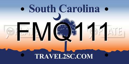 FMQ111 South Carolina License Plate