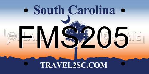 FMS205 South Carolina License Plate