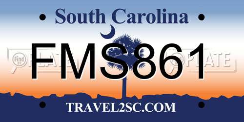 FMS861 South Carolina License Plate