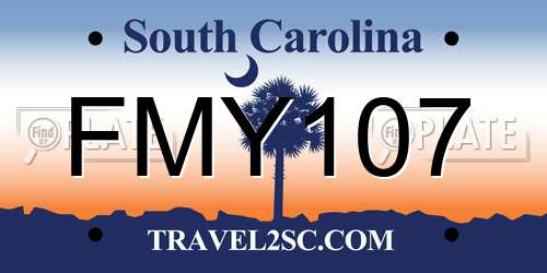 FMY107 South Carolina License Plate