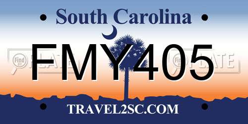 FMY405 South Carolina License Plate