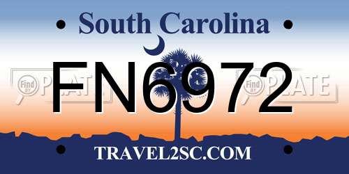 FN6972 South Carolina License Plate