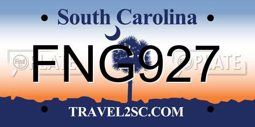FNG927 South Carolina License Plate