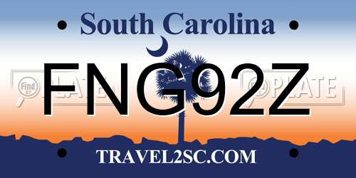 FNG92Z South Carolina License Plate