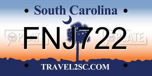 FNJ722 South Carolina License Plate