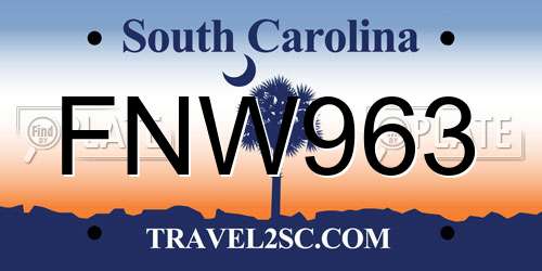FNW963 South Carolina License Plate