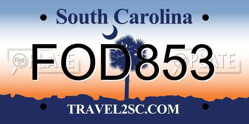 FOD853 South Carolina License Plate