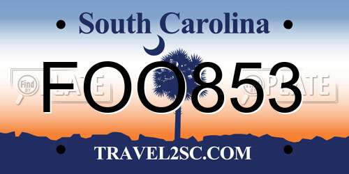 FOO853 South Carolina License Plate