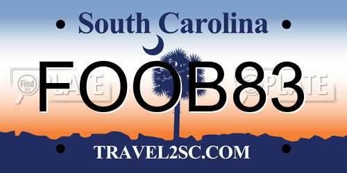FOOB83 South Carolina License Plate