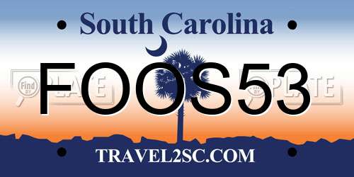 FOOS53 South Carolina License Plate