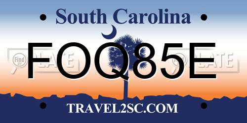 FOQ85E South Carolina License Plate