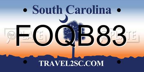 FOQB83 South Carolina License Plate