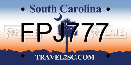 FPJ777 South Carolina License Plate