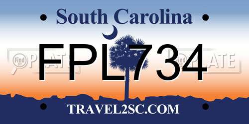 FPL734 South Carolina License Plate