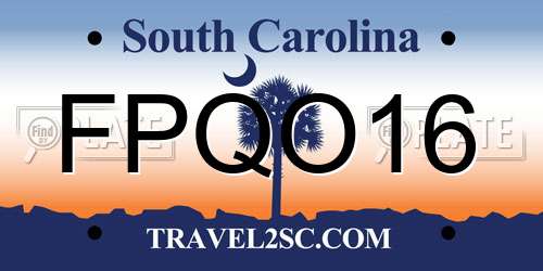 FPQO16 South Carolina License Plate