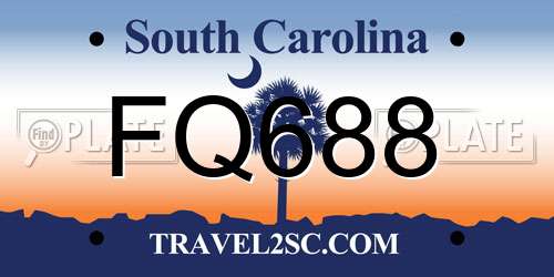 FQ688 South Carolina License Plate