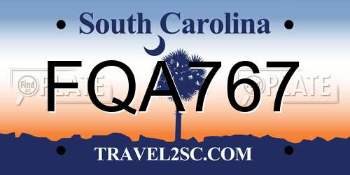 FQA767 South Carolina License Plate
