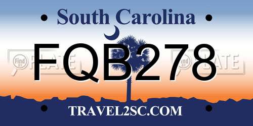 FQB278 South Carolina License Plate