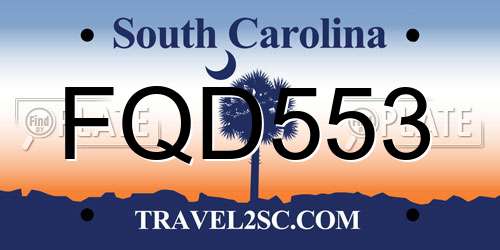 FQD553 South Carolina License Plate