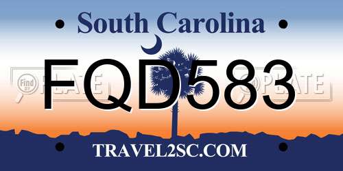 FQD583 South Carolina License Plate