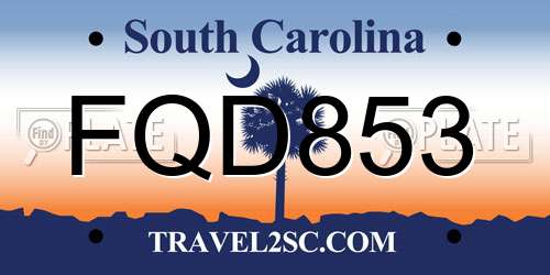 FQD853 South Carolina License Plate