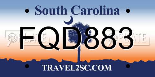 FQD883 South Carolina License Plate