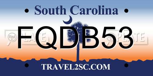 FQDB53 South Carolina License Plate