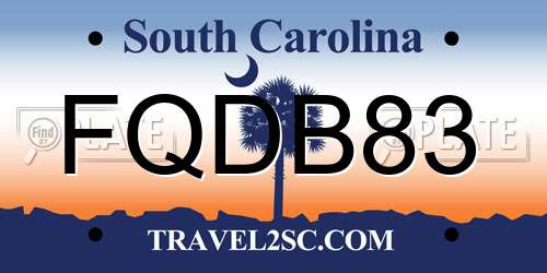 FQDB83 South Carolina License Plate