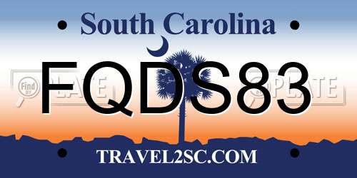 FQDS83 South Carolina License Plate