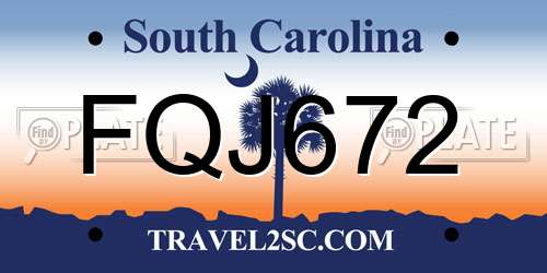 FQJ672 South Carolina License Plate