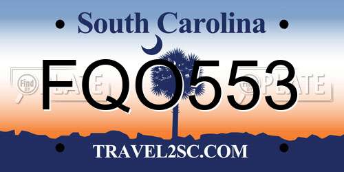 FQO553 South Carolina License Plate