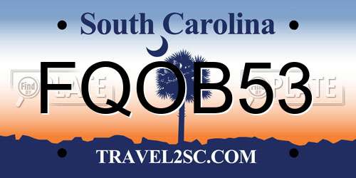 FQOB53 South Carolina License Plate