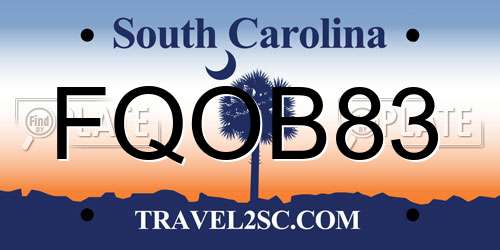 FQOB83 South Carolina License Plate