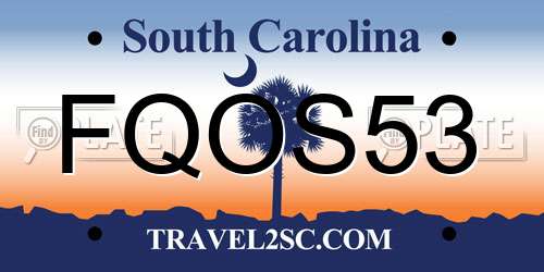 FQOS53 South Carolina License Plate