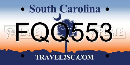 FQQ553 South Carolina License Plate