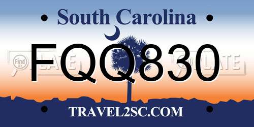 FQQ830 South Carolina License Plate