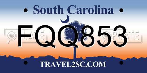 FQQ853 South Carolina License Plate