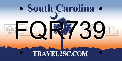 FQR739 South Carolina License Plate