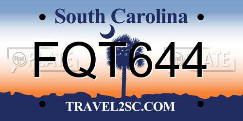 FQT644 South Carolina License Plate
