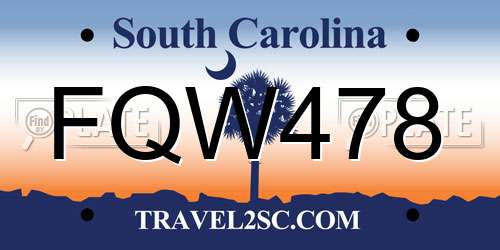 FQW478 South Carolina License Plate