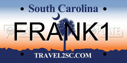 FRANK1 South Carolina License Plate